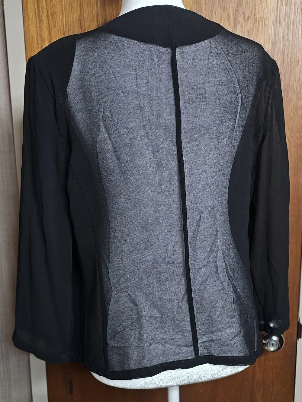 Calvin Klein Black Sheer Draped Illusion Cardigan